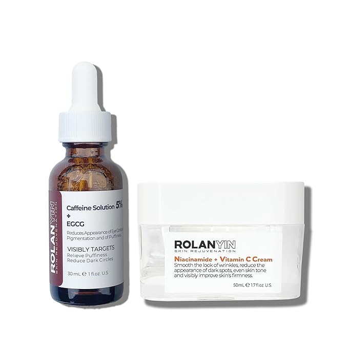 ROLANYIN Caffeine Solution 5% + EGCG Eye Serum and Niacinamide + Vitamin C Cream