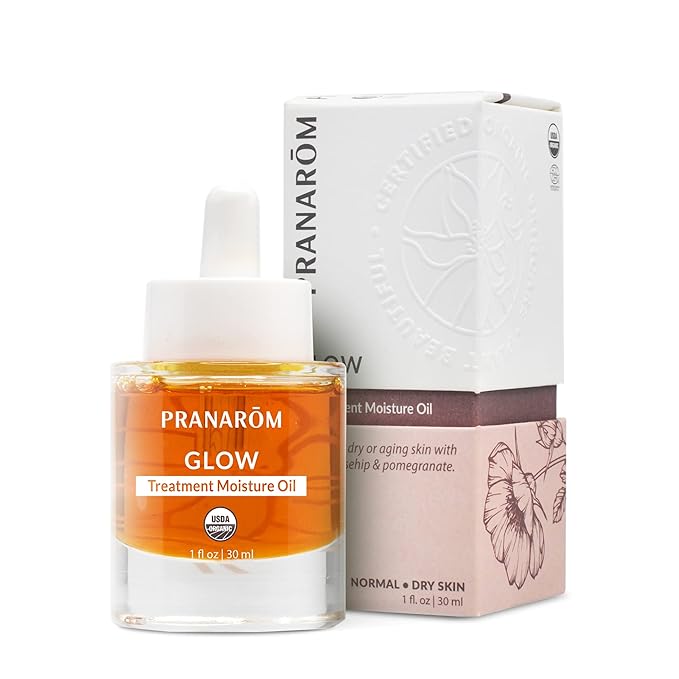 Pranarom - Glow Treatment Moisture Oil (1oz / 30ml) - 100% Pure & Natural Essential Oil Moisturizing Oil for Dry Skin Treatment & Nourishment