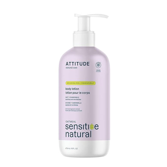ATTITUDE Body Lotion for Sensitive Skin with Oat, EWG Verified, Dermatologically Tested, Vegan, Chamomile, 16 Fl Oz