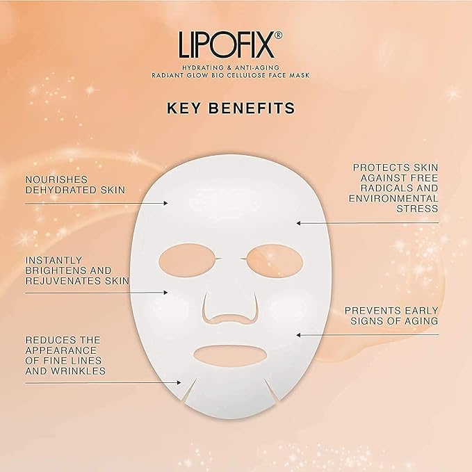 Anti Aging Lifting Hydrating Facial Bio Cellulose Face Mask Sheet For Fine Line Reducing And Skin Radiance. Made in Korea (6 MASKS)