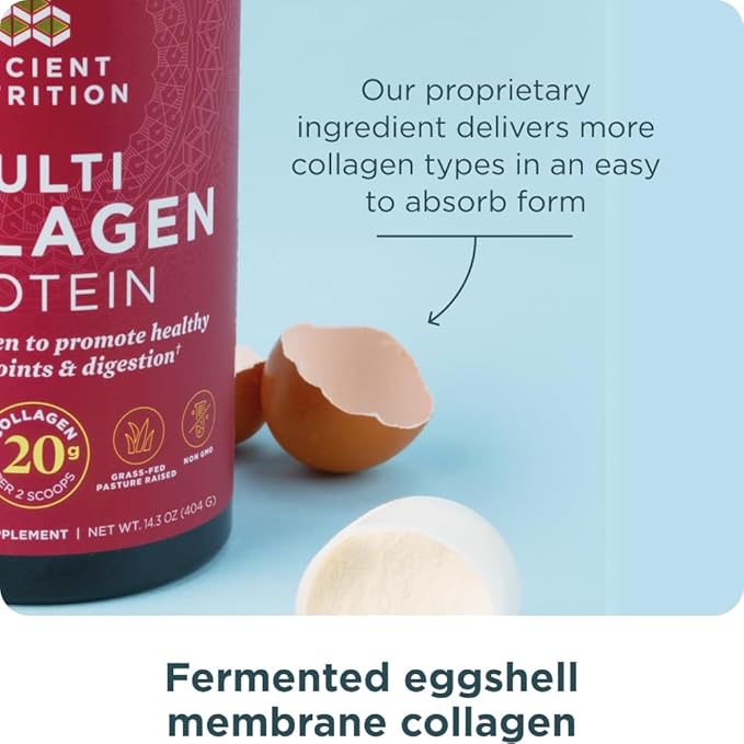 Ancient Nutrition Collagen Peptides Powder, Multi Collagen Protein, Women & Men, Vitamin C, Probiotics, Hydrolyzed Collagen, Supports Skin, Joints, Gut Health, Unflavored, 40 Servings