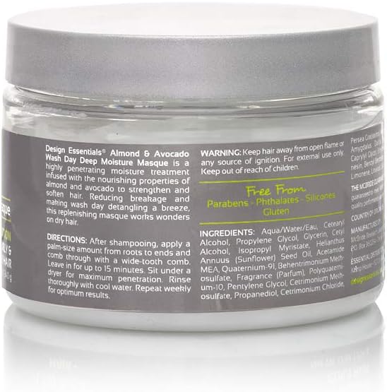 Design Essentials Natural Almond & Avocado Wash Day Deep Moisture Masque, 12 Ounce