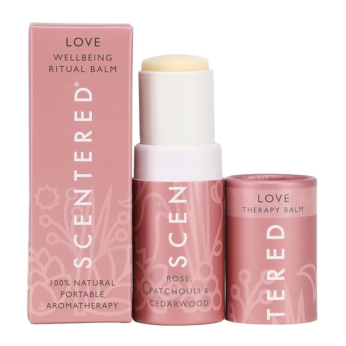 Scentered Aromatherapy Balm Stick - Love - Rose Essential Oils Rub On for Emotional Regulation & Balance - 100% Natural: Rose, Cedarwood, Ylang Ylang - Self Care Gifts for Women