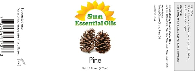 Sun Essential Oils 16oz Pine Essential Oil for Aromatherapy & Diffuser, Soothes & Muscles - Aromatherapy Essential Oil