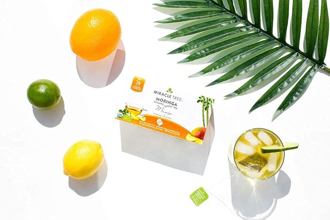Miracle Tree - 6 Count of Organic Moringa Superfood Tea, 25 Individually Sealed Tea Bags, Mango (Keto, Detox, Energy/Immunity Booster, Vegan, Gluten-Free, Organic, Non-GMO, Caffeine-Free)