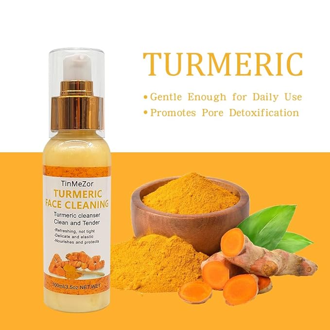 Turmeric Facial Cleanser And Face Scrub Two Piece Set for Face & Body, Turmeric Skincare Set for Women