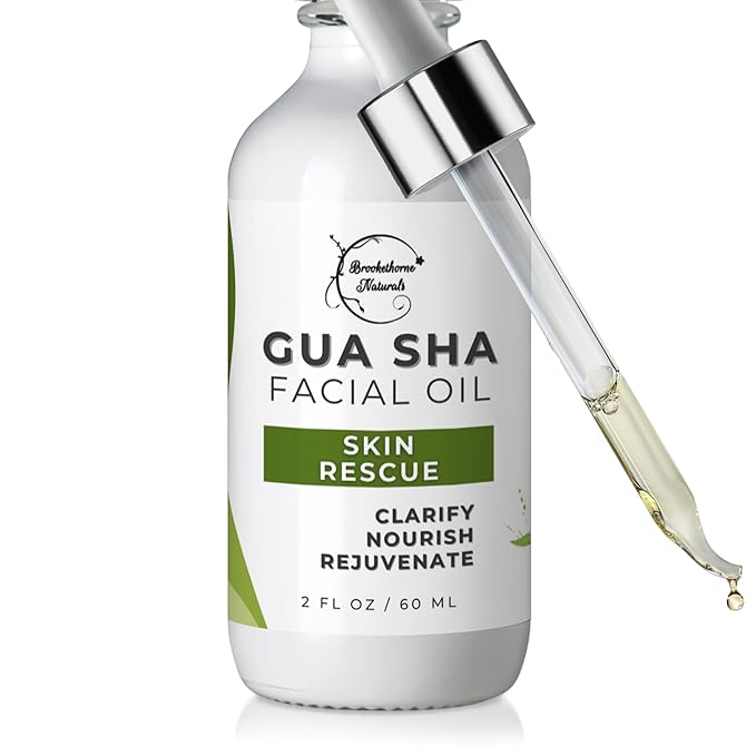 Brookethorne Naturals Gua Sha Oil | Skin Rescue Soothes & Clarifies | Gua Sha & Dermaplaning Facial Oil | Quick-Absorbing Face Oil for All Skin Types | With Green Tea & Hemp Extracts | 100% Natural
