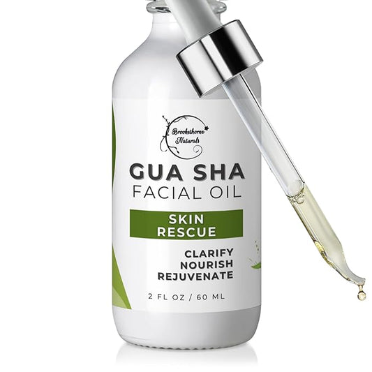 Brookethorne Naturals Gua Sha Oil | Skin Rescue Soothes & Clarifies | Gua Sha & Dermaplaning Facial Oil | Quick-Absorbing Face Oil for All Skin Types | With Green Tea & Hemp Extracts | 100% Natural