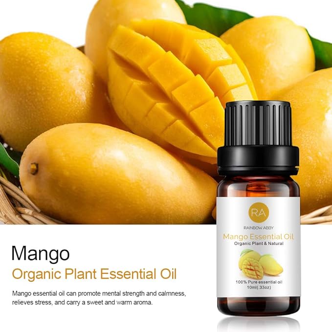 Mango Essential Oil, 100% Pure Organic Natural Aromatherapy Mango Oil for Diffuser, Massage, Yoga, Meditation, Bath, Skin Care (10ml)