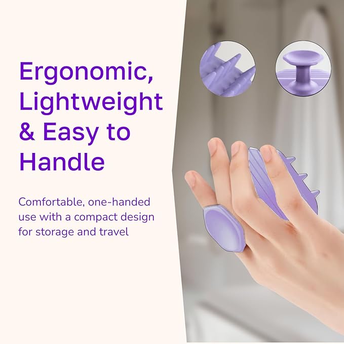 Silicone Scalp Scrubber - Massage Shampoo Brush, Soft Bristles for Hair Growth & Dandruff Removal - Ergonomic Design, Wet & Dry Use, Deep Cleansing Scalp Exfoliator for All Hair Types - Purple