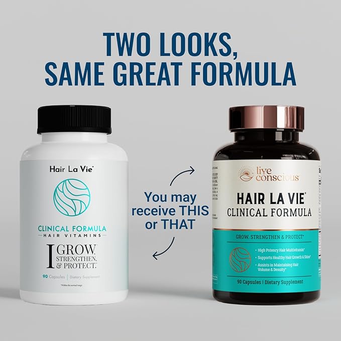 Hair La Vie Live Conscious Clinical Formula Hair Growth Vitamins for Women and Men w/Biotin 5000mcg, Collagen & Saw Palmetto (Pack of 1)
