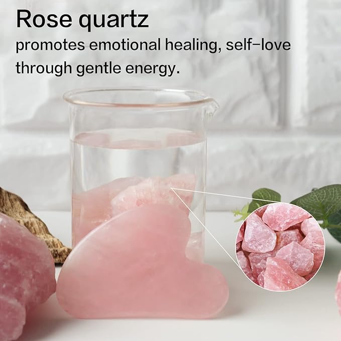 huefull Gua Sha Facial Tools for Face and Body –Spa Gifts for Women, Natural Rose Quartz Guasha Tool for Face, Relieving Tension,Self Care Gift for Women & Men