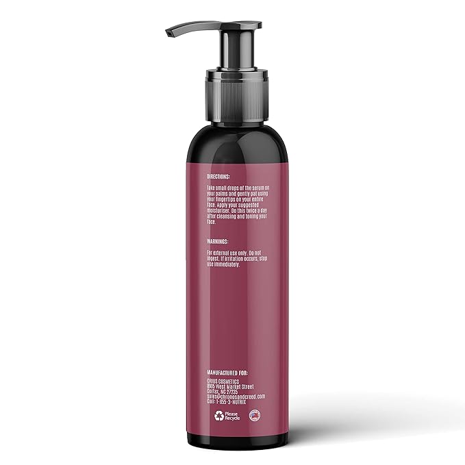 Apple Stem Cell Face Serum with Hyaluronic Acid and Vitamin C, Skin Rejuvenation and Rehydration, 6 Oz.