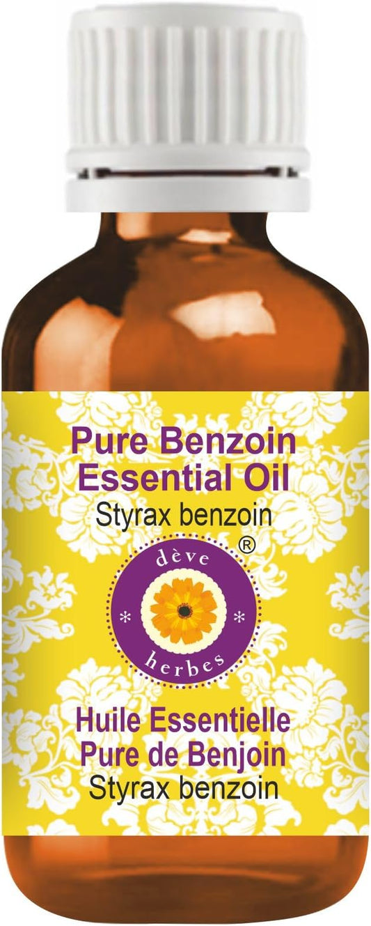 Deve Herbes Pure Benzoin Essential Oil (Styrax Benzoin) Steam Distilled 50ml (1.69 oz)