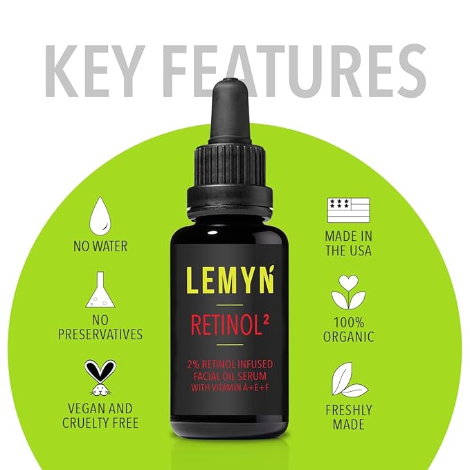 Retinol2 Facial Oil Serum with 2% Advanced Gentle Retinol, Vitamin A+E+F – Freshly Made Anti-Aging, Hydrating, and Firming Formula | 15ml