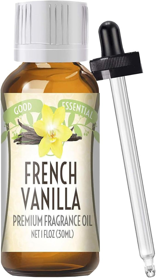 Good Essential Professional French Vanilla Fragrance Oil 30ml for Diffuser, Candles, Soaps, Lotions, Perfume - 1 fl oz Vanilla Scent for Candle Making