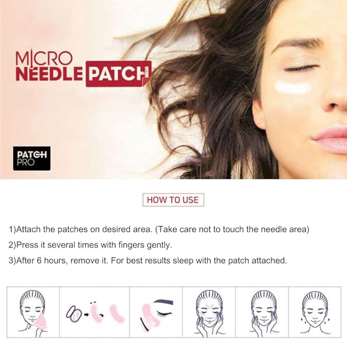 PATCH PRO Micro Eye Patch Hyaluronic Acid Fine Lines, Puffy Eyes, Forehead Lines Microneedle length 0.25mm Patches 4 Pairs