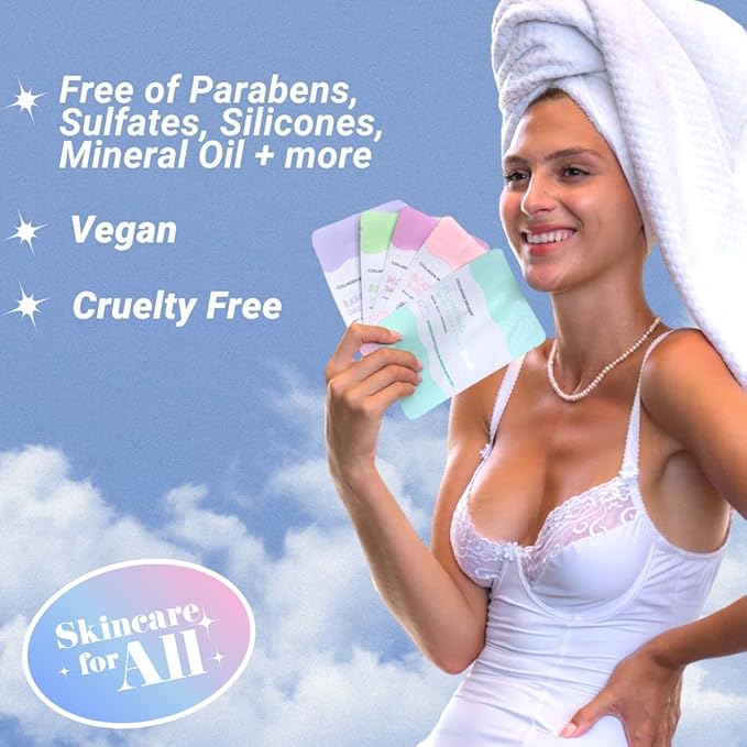 Moisturizing Face Masks (10-Pack) Korean Skincare Infused with Collagen, Coconut, Acetyl Hexapeptide-8, Niacinamide & Ceramide - Hydrating Solution for Dry Skin