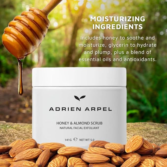 Honey Almond Skin Scrub by Adrien Arpel, Face Mask Helps Improve Skin Tone and Texture, Moisturizing and Smoothing