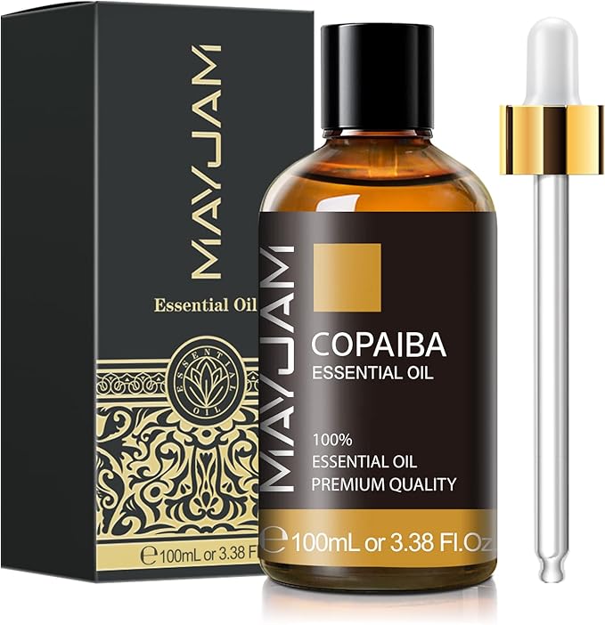 Copaiba Essential Oil, MAYJAM Pure Essential Oils for Diffusers, 3.38FL.OZ/100ML Large Volume Copaiba Oil with Premium Glass Dropper