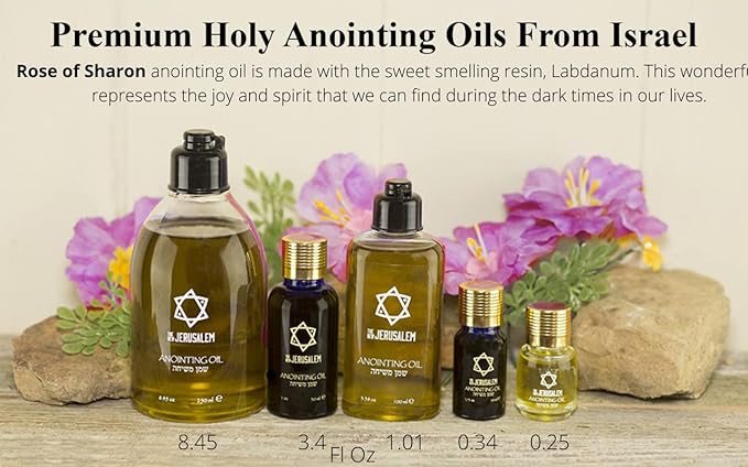 Rose of Sharon Anointing Oil from Israel, Holy Spiritual Oils Bottles from Jerusalem Blessed, Handmade with Natural Ingredients and Blessed for Wedding Ceremony, Religious Use, 1.01 Fl Oz