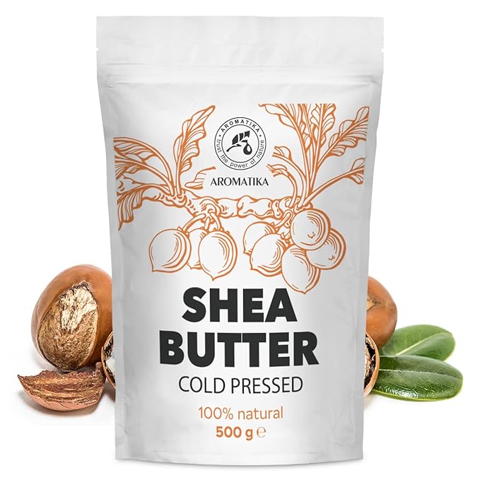 Shea Butter 17.5 Oz (500g) - Unrefined Raw/Pieces - Africa - Ghana - 100% Pure Shea Butter Body Butter - Cosmetic Grade - for Hair Skin Lip Face Feet Body Care - Massage - AROMATIKA