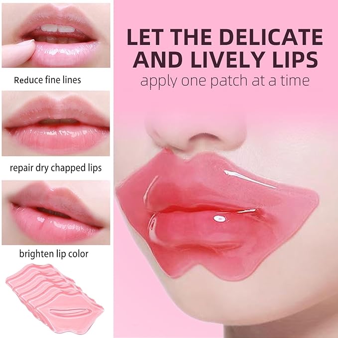 30 Pairs Lip Masks & 24K Gold Eye Mask, Gel Crystal Collagen Eye Patches for Puffy Eyes, Moisturizing & Reducing Fine Lines Dark Circleeye Patches for Dark Circles and Puffiness