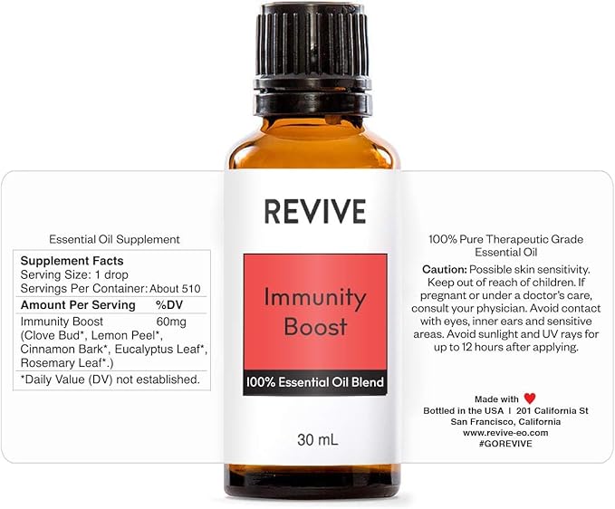 Immunity Boost Essential Oil Blend 30mL by Revive Essential Oils - 100% Pure Therapeutic Grade, for Diffuser, Humidifier, Massage, Aromatherapy, Skin & Hair Care