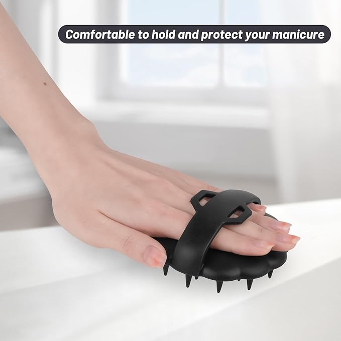 Scalp Massager Hair Growth, Scalp Scrubber Wiht Silicone Bristles, Head Massager Scalp, Wet Dry Hair Care Scalp Scrub for Women Man (Black)