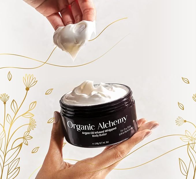 Whipped Argan Oil Body Butter for Dry Skin, Anti-Aging Body Cream Made for Women - Natural Skin Care, 8 OZ (Cucumber Melon)