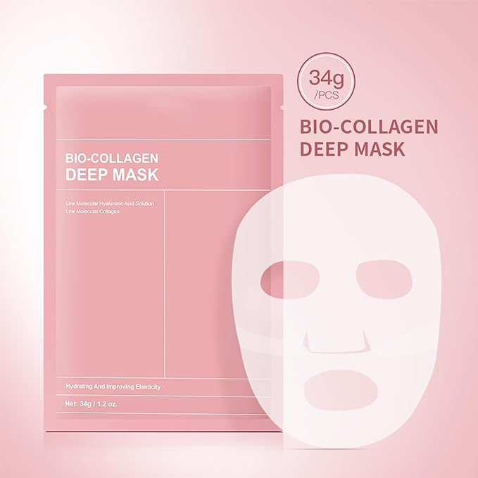 3Pcs Bio-Collagen Deep Mask, Hydrating Overnight Sleeping Mask Transparent Face Membrane Skin Care Moisturizing, Restores Skin Elasticity & Energy Collagen Mask for Women