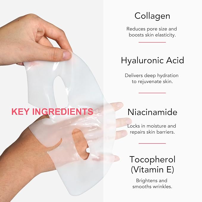 Deep Collagen Overnight Mask - Hydrating Overnight Hydrogel Mask, Anti-Wrinkle Lifting Facial Sheet Masks with low Molecular Weight Collagen for Elasticity Firming And Moisturizing (4 Sheets)