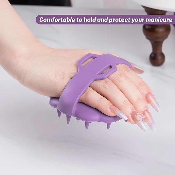 Scalp Massager Hair Growth, Scalp Scrubber Wiht Silicone Bristles, Head Massager Scalp, Wet Dry Hair Care Scalp Scrub for Women Man (Purple)