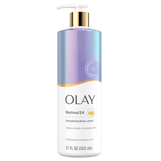 Olay Body Lotion for Women, Smoothing with Retinol Serum, Visibly Smoother Skin, 24hr Moisture & Hydration, Fast Absorbing Formula, Vitamin B3 Complex, For All Skin Types, 17 fl oz