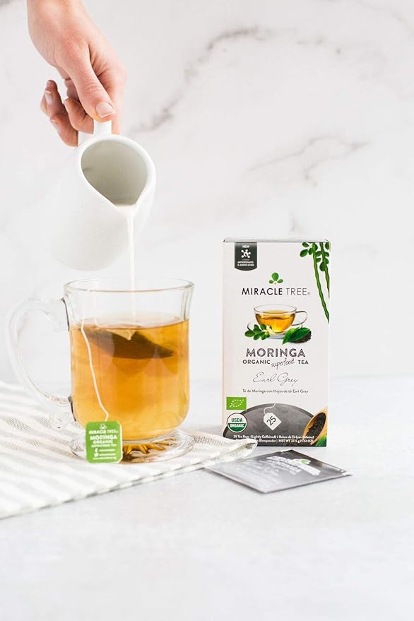 Miracle Tree - Organic Moringa Superfood Tea, 25 Individually Sealed Tea Bags, Earl Grey (Keto, Detox, Energy & Immunity Booster, Vegan, Gluten-Free, Organic, Non-GMO, Caffeine-Free)