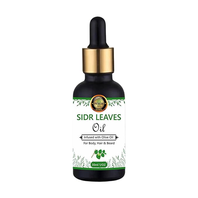 Sidr Leaves Oil -100% Natural Sidr Jujube Leaves, Infused w/Olive Oil- Promotes Healing For Body, Hair & Beard/For Ruqaiya/Skin Care, Dry Scalp, Frizzy, Strengthening- Non-GMO - 30ml