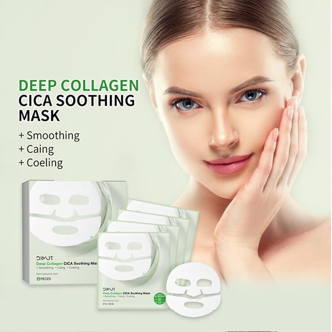 4 PACK Deep Collagen Overnight Mask, Bio-collagen Face Hydrogel Mask Korean Skincare Facial sheet masks for lifting, firming, and Elasticity Improvement (CICA Shooting Mask)