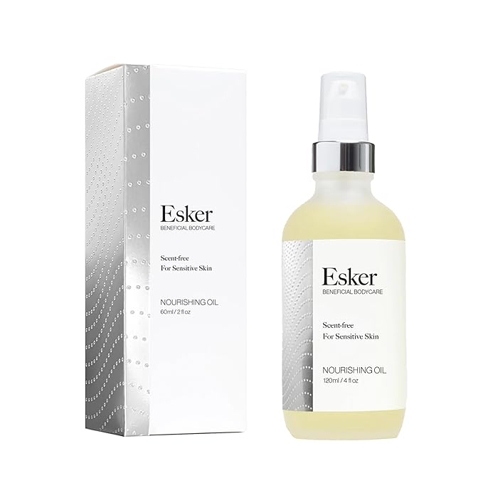 ESKER Nourishing Body Oil For Sensitive Skin Formulated to Hydrate and Retstore Dry Skin Infused with Prickly Pear Oil | Unscented | Vegan | Cruelty-Free Clean Beauty (4 fl oz | 120 ml)