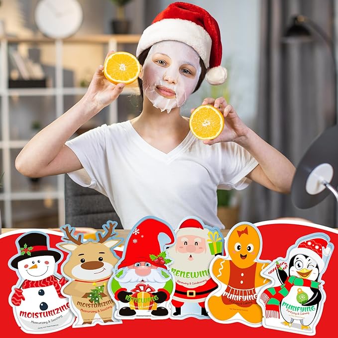 Timgle 36 Pcs Christmas Stocking Stuffers Bulk Facial Masks Skincare Face Sheet Masks Holiday Gifts for Women, Fragrance Hydrating Face Mask Spa Gifts Bulk for Coworker Adults Stocking Stuffer