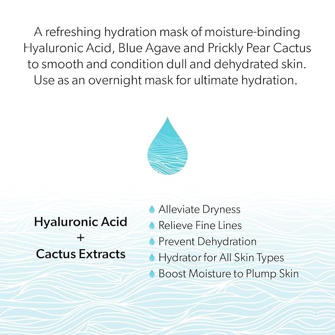 MyCHELLE Dermaceuticals Ultra Hyaluronic Water Mask (1.2 Fl Oz) - Rich Hydration for Dry Skin with Vegan Hyaluronic Acid, Help Plump Skin and Help Reduce Appearance of Fine Lines and Wrinkles