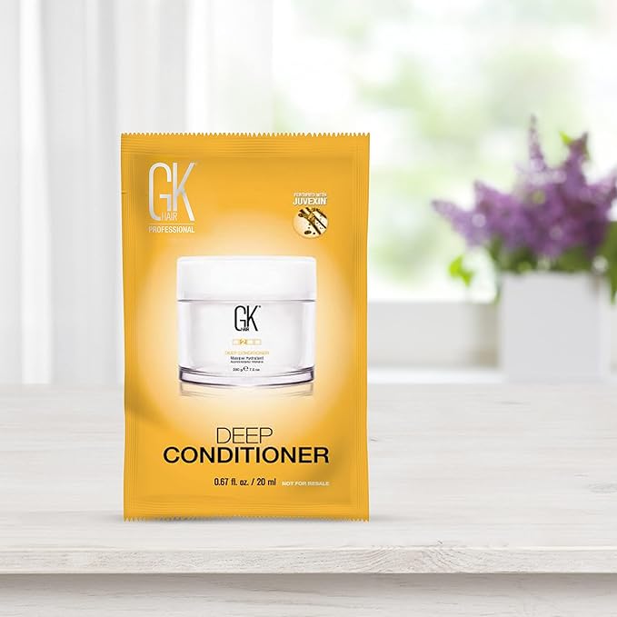 GK HAIR Global Keratin Deep Conditioner Masque Pack of 2 (0.67 Fl Oz/20ml) Intense Hydrating Repair Treatment Mask for Dry Damaged Color Treated Frizzy Hair Restoration Formula with JOJOBA Seed Oils