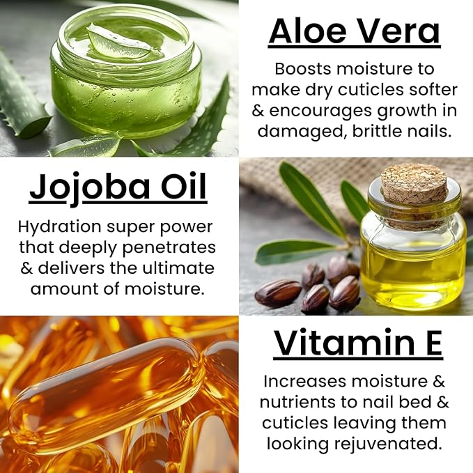 Moisturizing Cuticle & Nail Care Oil 2.3 Fl Oz - Cranberry Scented – Infused with Jojoba Oil, Aloe, Vitamin E – Nail & Cuticle Hydration, Repair, Moisturizer, Strengthener, Growth