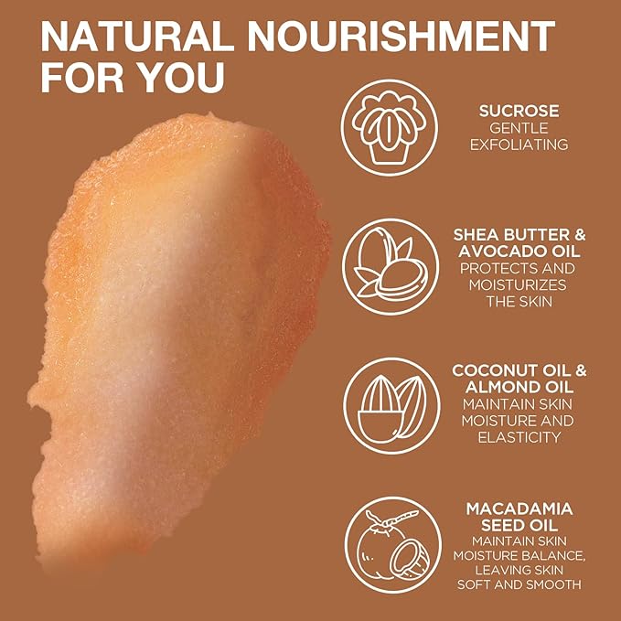 Coffee Sugar Scrub, Coffee Body Scrub, Exfoliating Body Scrub for Body Smooth and Moisturized Skin, Natural Gifts for Women, 9.52oz