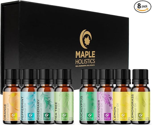 Pure Essential Oil Set for Diffuser - Aromatherapy Essential Oils for Diffusers for Home Travel and Self Care with High Grade Essential Oils for Hair Skin and Nails - Oil Diffuser Essential Oils Set