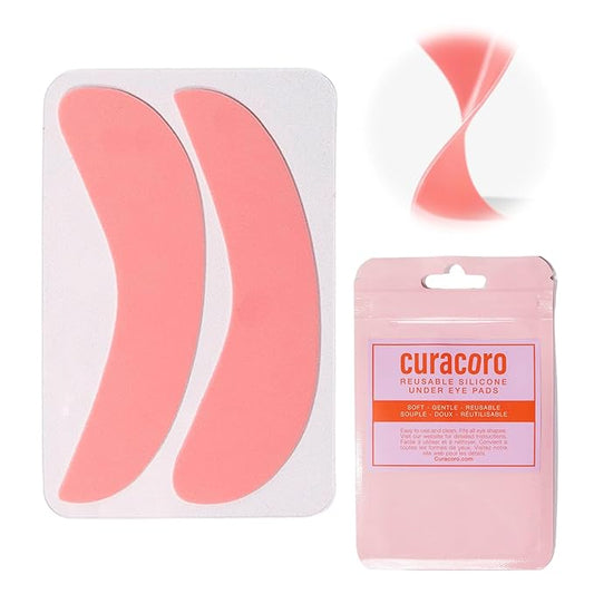 Curacoro Reusable Eye Pads, Silicone Under Eye Patches Lash Lift Cover Eyelash Extension | Soft Pads for Sensitive Skin during Eyelash Perm Lamination & Lash Extensions Remover (Pink, Style 1)