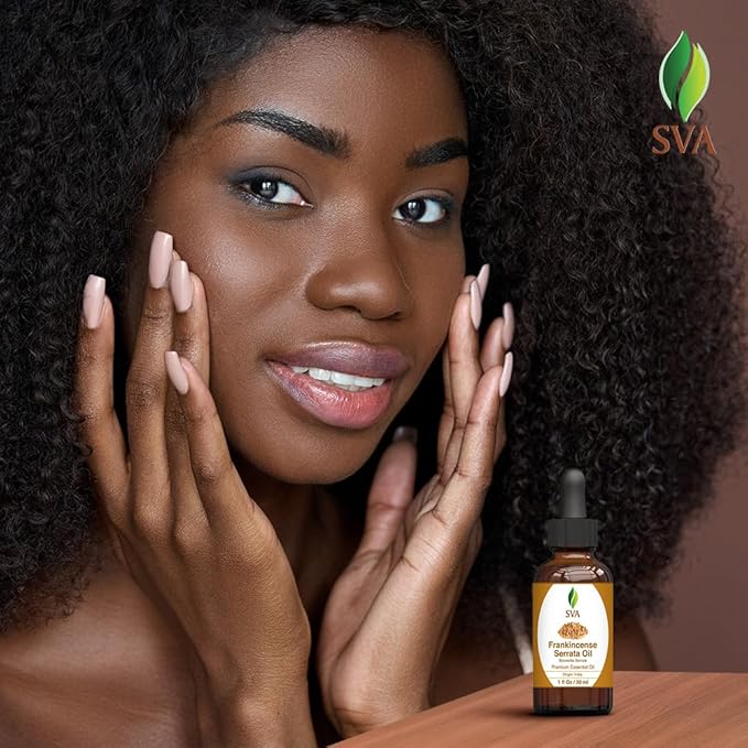 SVA Frankincense Essential Oil – 1 Fl Oz – 100% Natural Boswellia Serrata Oil - for Diffuser, Hair Care, Face, Skin Care, Aromatherapy, Scalp and Body Massage, Soap and Candle Making - with Dropper