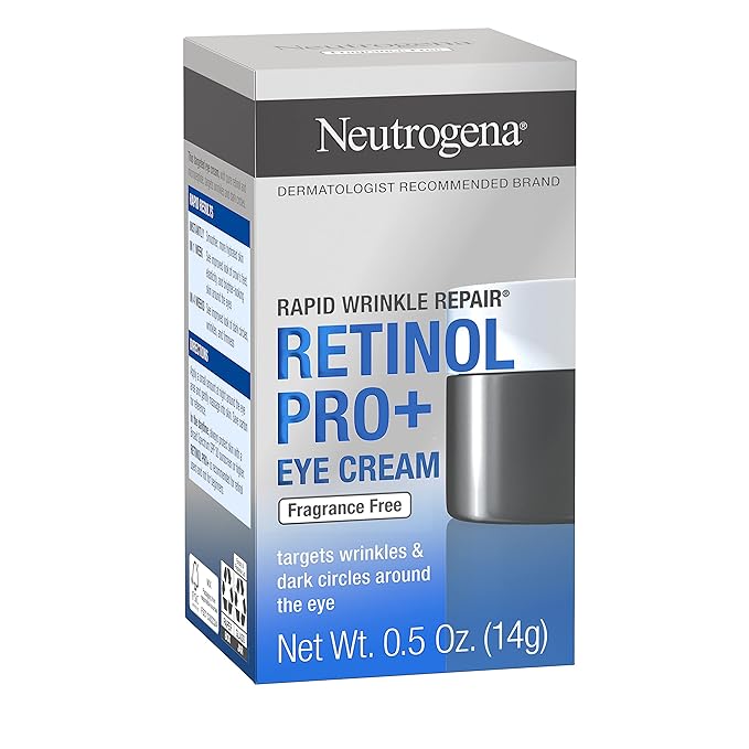 Neutrogena Rapid Wrinkle Repair Retinol Pro+ Anti-Wrinkle Eye Cream, Targeted Eye Cream for Wrinkles & Dark Circles, Formulated without Fragrance, Dyes, Phthalates, and Parabens, 0.5 oz