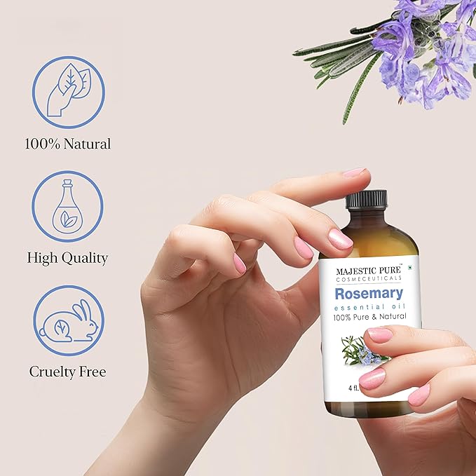 Majestic Pure Rosemary Essential Oil - 100% Pure & Premium Rosemary Oil for Hair Growth, Skin, Face, Aromatherapy & Diffuser - 4 fl oz