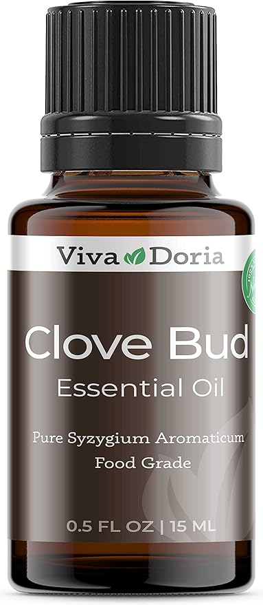 Viva Doria Clove Bud Essential Oil, 100% Pure, Natural Clove Essential Oil, Undiluted, for Aromatherapy | Food Grade, 15 mL (0.5 Fluid Ounce)