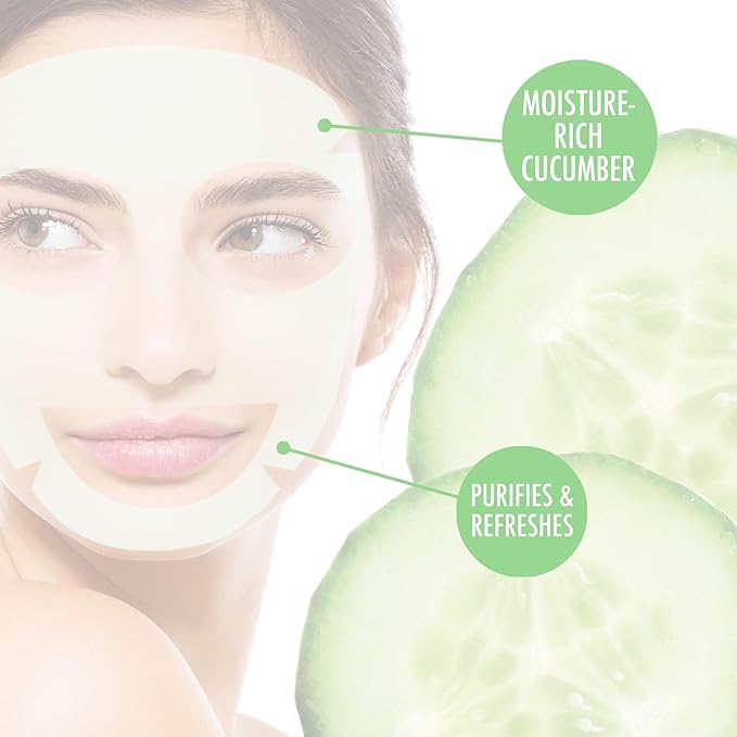 L'Action Paris Cucumber Purifying Spa Mask, Sheet Mask Balances and Purifies Skin, Enriched with Soothing Aloe Vera and Revitalising Papaya, Ideal for Tired Skin, Pack of 1